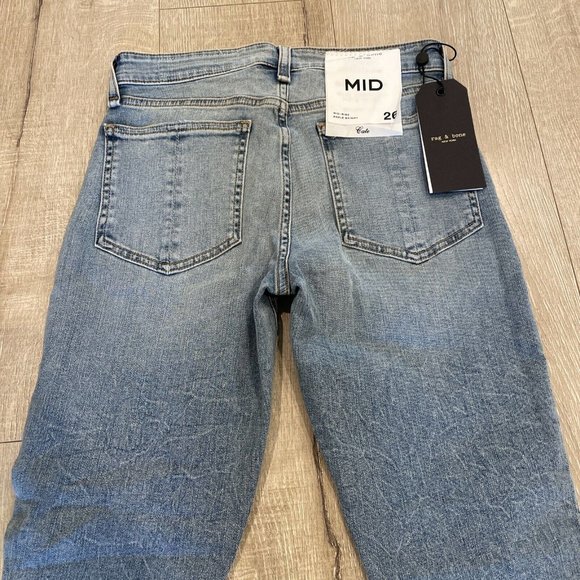 Rag & Bone JEAN Cate Mid-Rise Ankle Skinny Distressed Hem Medium Blue 26 NWT - Picture 12 of 13